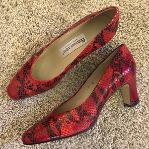 Etienne Aigner Red Snakeskin Heels